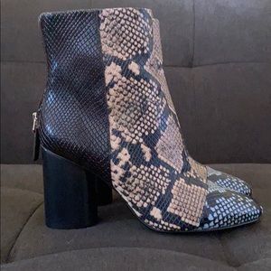 NW snakeskin embossed multi color ankle boots.
